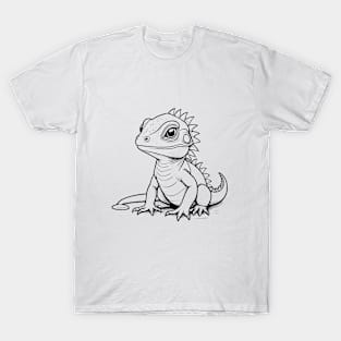 Cute Baby Iguana Animal Outline T-Shirt